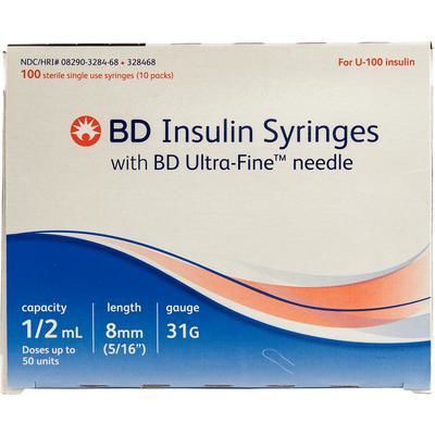 BD INSULIN SYRINGES with BD Ultra-Fine Needle 100 Each 328468