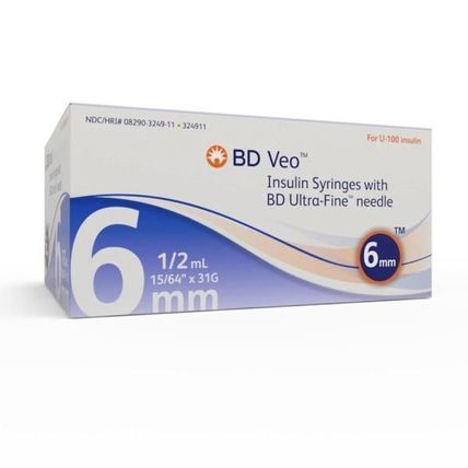 BD VEO INSULIN SYRINGES with BD Ultra-Fine Needle 100 Each 324911