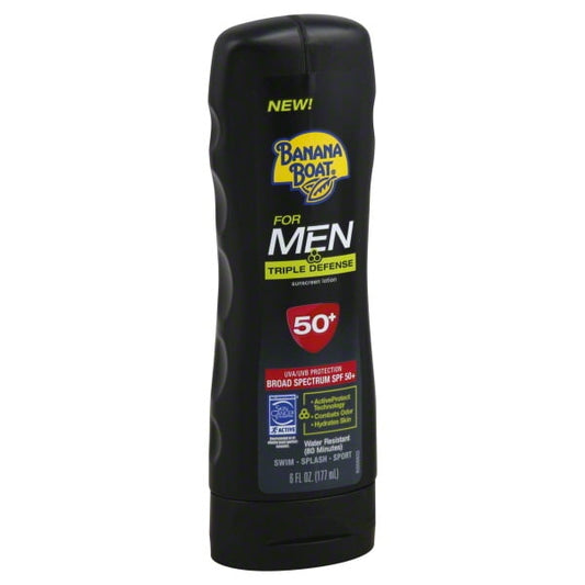 Banana Boat For Men Triple Defense Sunscreen Lotion, 6 oz