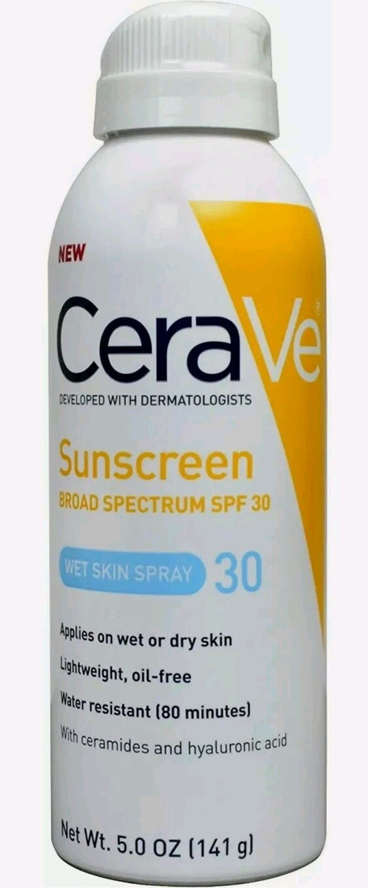 CeraVe Sunscreen BROAD SPECTRUM SPF 30 Wet Skin Spray 5 oz.