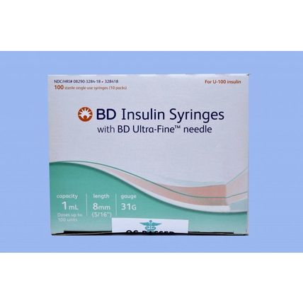 BD INSULIN SYRINGES with BD Ultra-Fine Needle 100 Each 328418