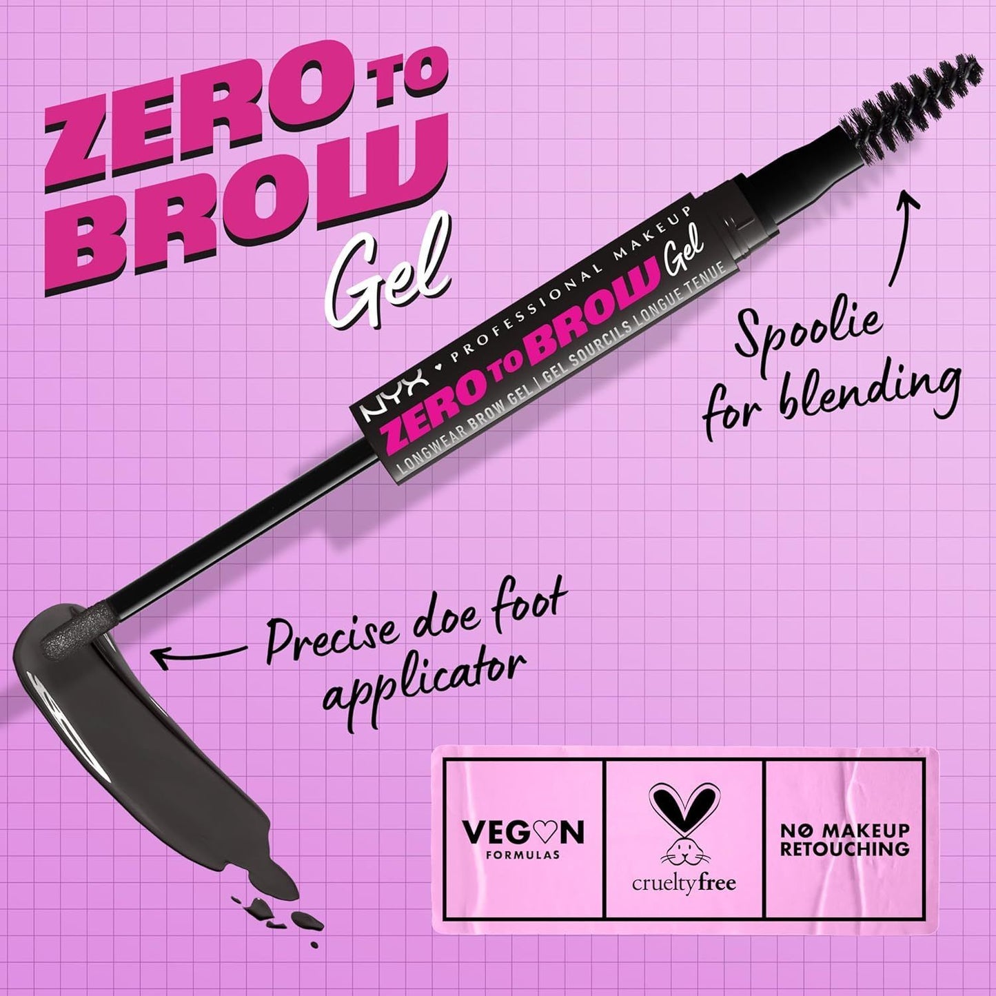 nyx Professional Makeup Zero to Brow, Longwear Eyebrow Gel, Taupe